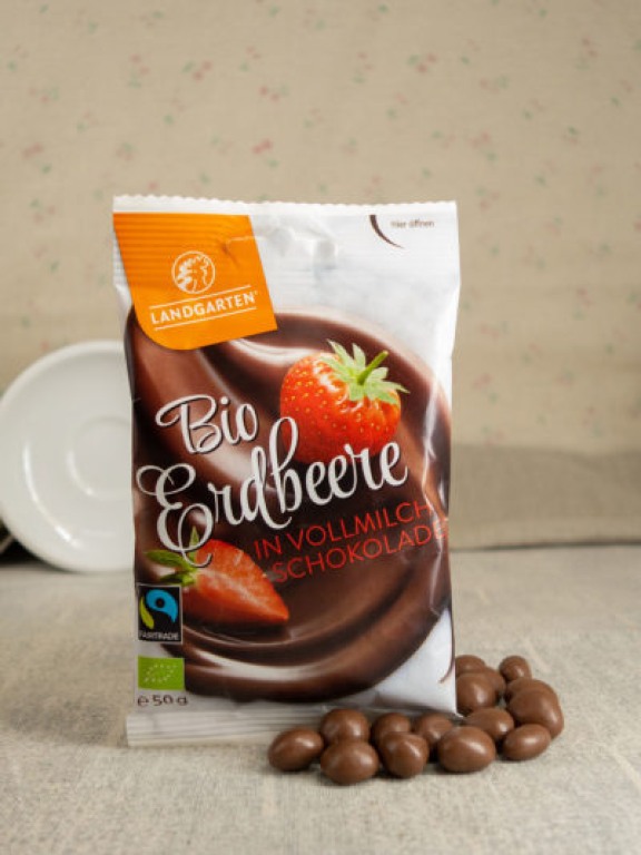 % Bio Erdbeere in Vollmilch-Schokolade bio